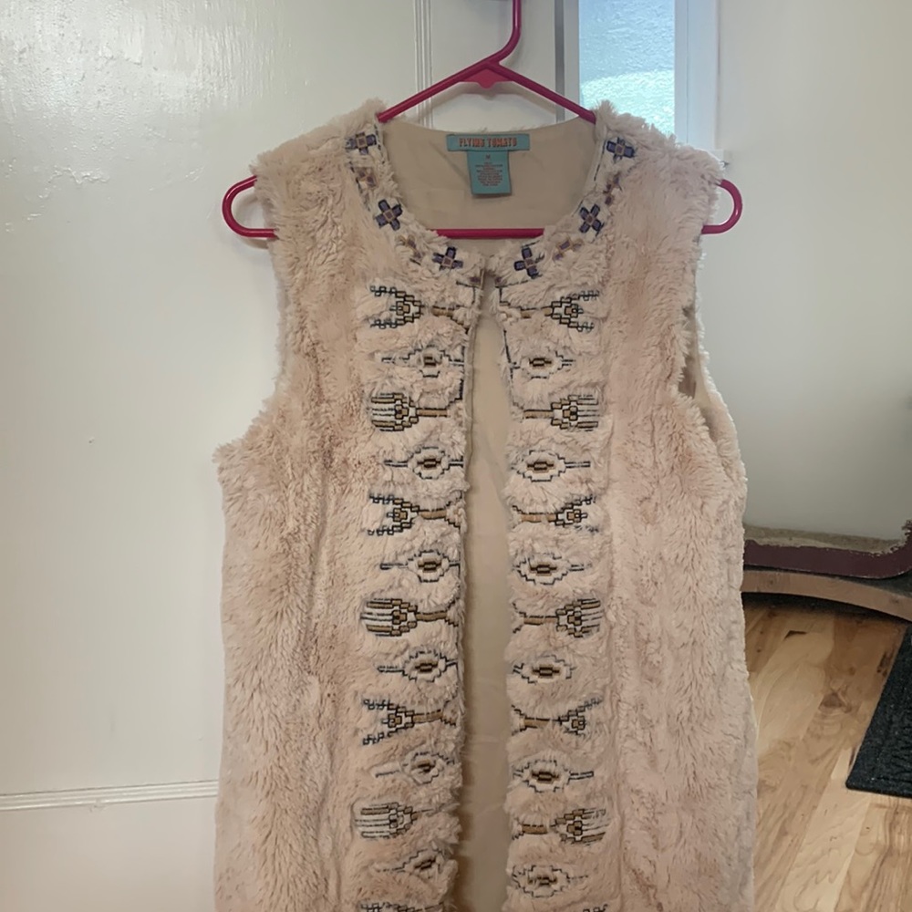 Amazing furry/fuzzy embroidered vest.